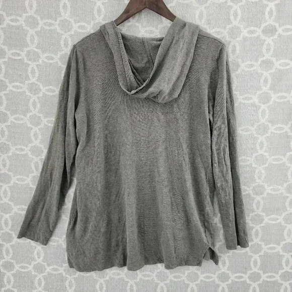 Tahari 100% Linen Open Front Hooded Women's Cardigan M - Picture 2 of 7